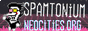 A button depicting Spamton from DELTARUNE dancing and glitching next to white text that reads 'spamtonium.neocities.org'. Click to go to Char's site!